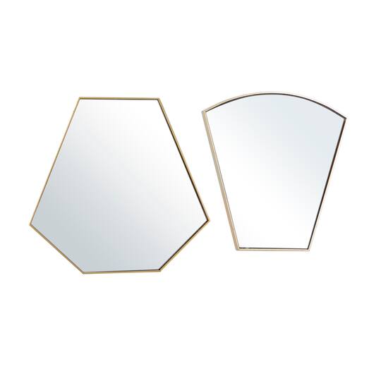 CosmoLiving by Cosmopolitan Set of 2 Gold Metal Contemporary Wall Mirror, 18", 19"